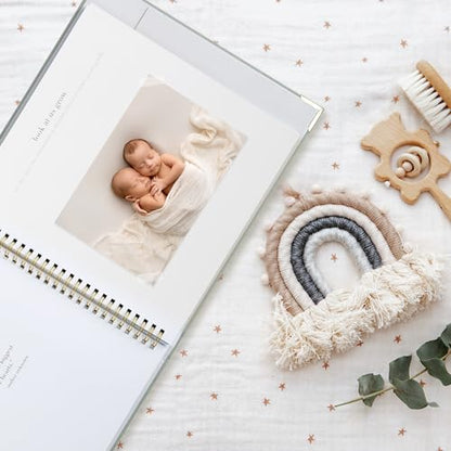Keepsake Baby Memory Book for Boys and Girls - Timeless First 5 Year Baby Book - Linen Journal Scrapbook & Photo Album - Record Every Milestone Birth to Age 5