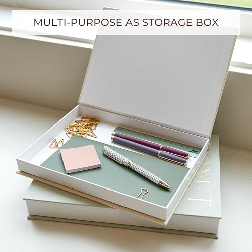Beautiful Decorative Books - Set of 2 Linen Boxes Enhance Your Coffee Table, Bookshelf or Mantel Decor - Stylish Fake/Faux Books for Modern Home Decoration, Photo Storage and as a Keepsake Box