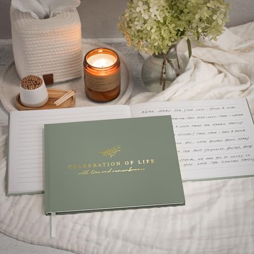 ZICOTO Modern Hard Cover Funeral Guest Book for The Celebration of Life - The Perfect in Loving Memory Book with Ample Space to Sign in for Guests - Premium Craftsmanship for Honoring Loved Ones