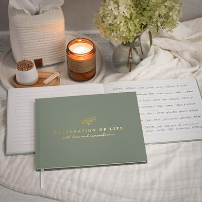 ZICOTO Modern Hard Cover Funeral Guest Book for The Celebration of Life - The Perfect in Loving Memory Book with Ample Space to Sign in for Guests - Premium Craftsmanship for Honoring Loved Ones