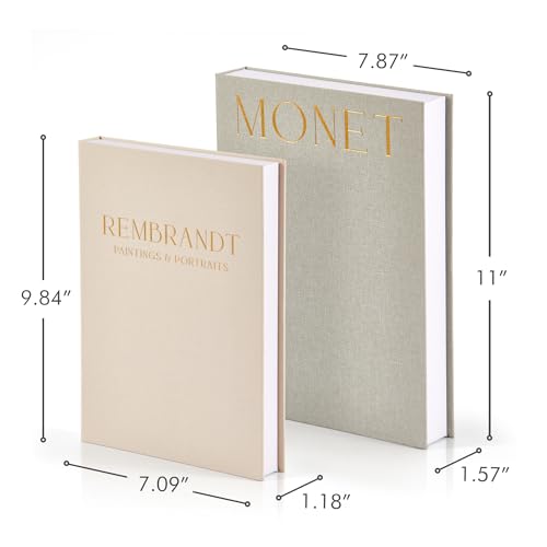Beautiful Decorative Books - Set of 2 Linen Boxes Enhance Your Coffee Table, Bookshelf or Mantel Decor - Stylish Fake/Faux Books for Modern Home Decoration, Photo Storage and as a Keepsake Box