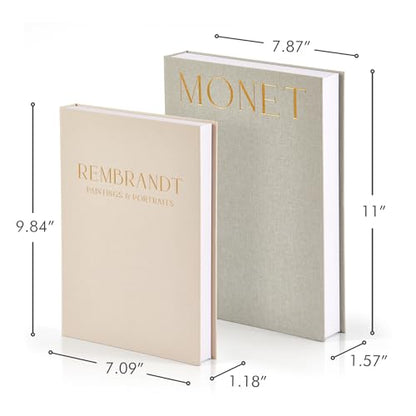 Beautiful Decorative Books - Set of 2 Linen Boxes Enhance Your Coffee Table, Bookshelf or Mantel Decor - Stylish Fake/Faux Books for Modern Home Decoration, Photo Storage and as a Keepsake Box