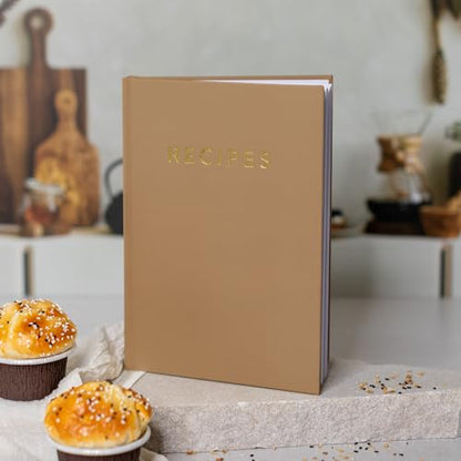 ZICOTO Aesthetic Blank Recipe Book with Waterproof Cover - The Perfect Recipe Notebook To Write In Your Own Recipes - Beautiful Blank Cookbook to Organize Your Recipes