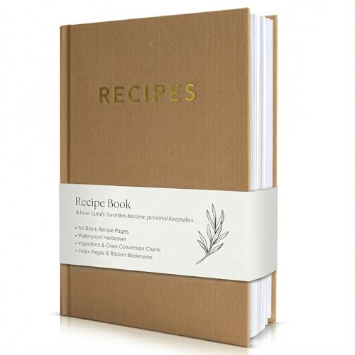 ZICOTO Aesthetic Blank Recipe Book with Waterproof Cover - The Perfect Recipe Notebook To Write In Your Own Recipes - Beautiful Blank Cookbook to Organize Your Recipes