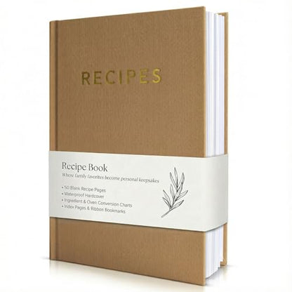 ZICOTO Aesthetic Blank Recipe Book with Waterproof Cover - The Perfect Recipe Notebook To Write In Your Own Recipes - Beautiful Blank Cookbook to Organize Your Recipes