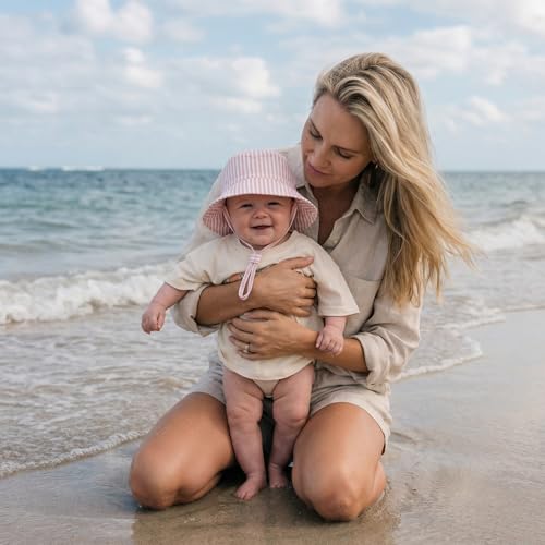 Beautiful Baby Sun Hat 0-6 Months - Adjustable Toddler Hat with UPF 50+ Sun Protection - Cute Kids Bucket Hat for Beach