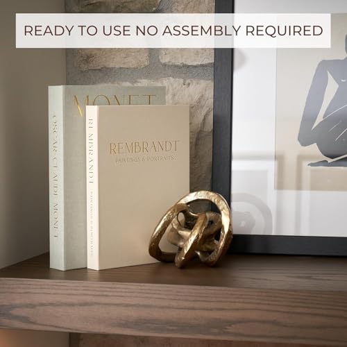 Beautiful Decorative Books - Set of 2 Linen Boxes Enhance Your Coffee Table, Bookshelf or Mantel Decor - Stylish Fake/Faux Books for Modern Home Decoration, Photo Storage and as a Keepsake Box