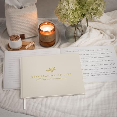 ZICOTO Modern Hard Cover Funeral Guest Book for The Celebration of Life - The Perfect in Loving Memory Book with Ample Space to Sign in for Guests - Premium Craftsmanship for Honoring Loved Ones