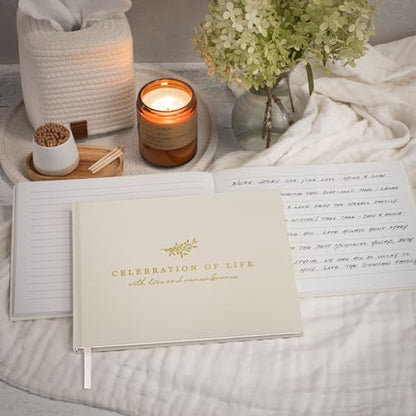 ZICOTO Modern Hard Cover Funeral Guest Book for The Celebration of Life - The Perfect in Loving Memory Book with Ample Space to Sign in for Guests - Premium Craftsmanship for Honoring Loved Ones