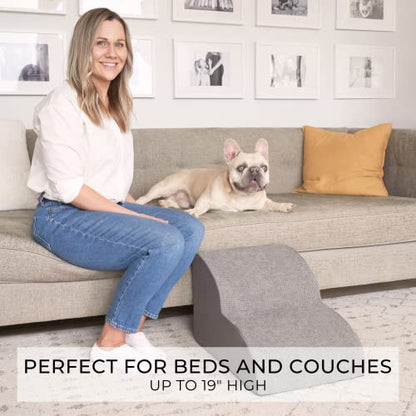Sturdy Dog Stairs and Ramp for Beds Or Couches by ZICOTO - Durable Easy to Walk on Steps for Small Dogs and Cats - Allows Your Pets Easy Instant Access to Your Sofa or Bedside Up to 22" High
