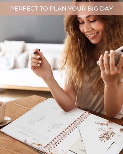 Beautiful Boho Wedding Planner Book and Organizer - Enhance Excitement and Makes Your Countdown Planning Easy - Unique Engagement Gift for Newly Engaged Couples, Future Brides and Grooms