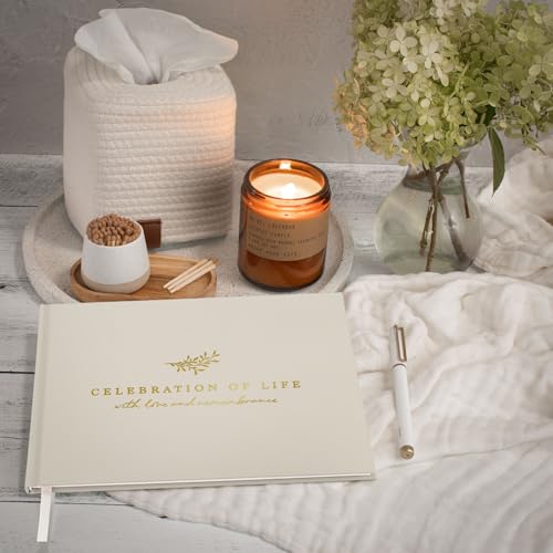 ZICOTO Modern Hard Cover Funeral Guest Book for The Celebration of Life - The Perfect in Loving Memory Book with Ample Space to Sign in for Guests - Premium Craftsmanship for Honoring Loved Ones