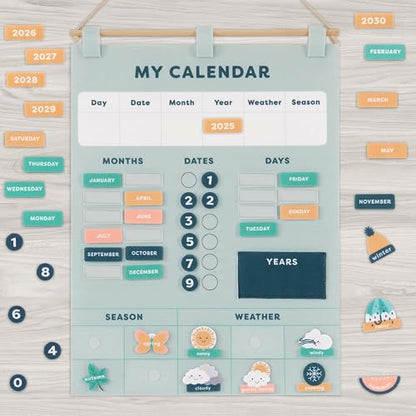 Beautiful Toddler and Kids Calendar - Perfect Homeschool Supplies with Months, Days of The Week, Season and Weather - Cute Play Room Essentials for Preschool Learning