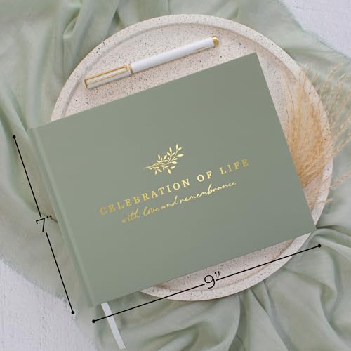 ZICOTO Modern Hard Cover Funeral Guest Book for The Celebration of Life - The Perfect in Loving Memory Book with Ample Space to Sign in for Guests - Premium Craftsmanship for Honoring Loved Ones