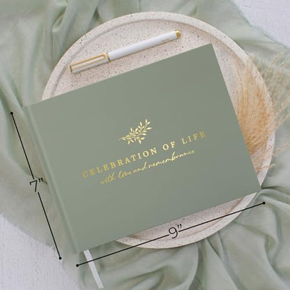 ZICOTO Modern Hard Cover Funeral Guest Book for The Celebration of Life - The Perfect in Loving Memory Book with Ample Space to Sign in for Guests - Premium Craftsmanship for Honoring Loved Ones