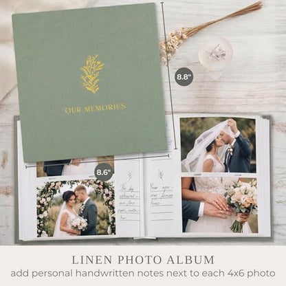 Beautiful Photo Album for 4x6 Pictures - Perfect Picture Book for Wedding, Baby Shower and more - 200 Photo Slots Albums to Collect Your Memories