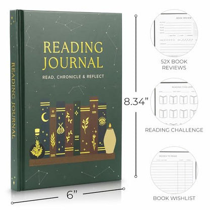 ZICOTO Beautiful Reading Journal for Book Lovers - Sturdy Hard Cover Journal Makes a Great Gift for Readers - The Perfect Tracker with Reading Log & Review Pages For Keeping Notes on Your Favorite Books