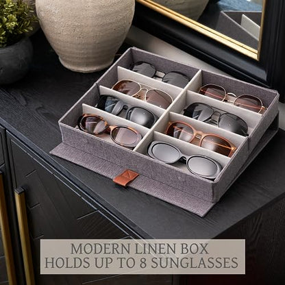 ZICOTO Beautiful Sunglass Storage Organizer For 8 Pairs - Stylish Case/Holder Displays Your Glasses And Protects From Dust