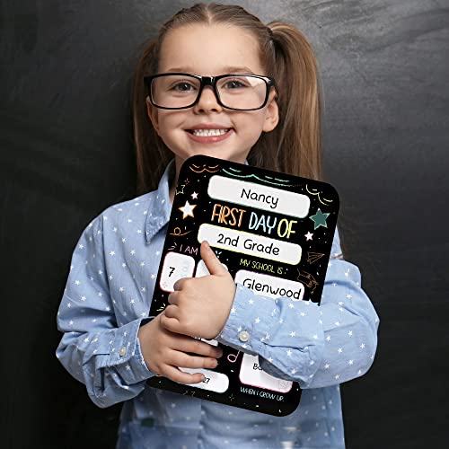 Beautiful First and Last Day of School Board Signs Set of 12 - Reversible 12" x 9" Back to School Cards for Lasting Memories - Perfect Photo Prop Chalkboard Prints for Kindergarten