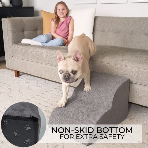 Sturdy Dog Stairs and Ramp for Beds Or Couches by ZICOTO - Durable Easy to Walk on Steps for Small Dogs and Cats - Allows Your Pets Easy Instant Access to Your Sofa or Bedside Up to 22" High