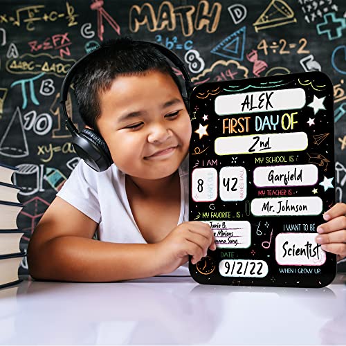 Beautiful First and Last Day of School Board Signs Set of 12 - Reversible 12" x 9" Back to School Cards for Lasting Memories - Perfect Photo Prop Chalkboard Prints for Kindergarten