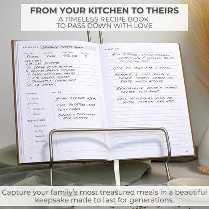 ZICOTO Aesthetic Blank Recipe Book with Waterproof Cover - The Perfect Recipe Notebook To Write In Your Own Recipes - Beautiful Blank Cookbook to Organize Your Recipes