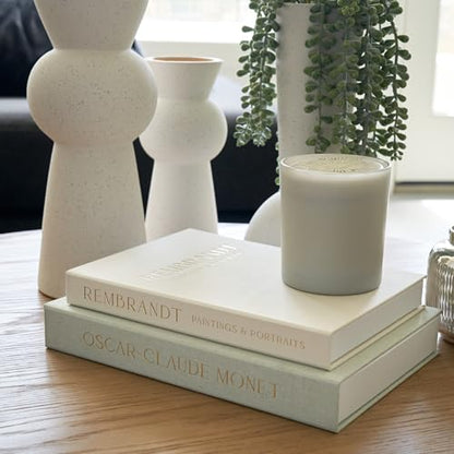 Beautiful Decorative Books - Set of 2 Linen Boxes Enhance Your Coffee Table, Bookshelf or Mantel Decor - Stylish Fake/Faux Books for Modern Home Decoration, Photo Storage and as a Keepsake Box