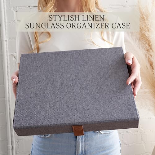 ZICOTO Beautiful Sunglass Storage Organizer For 8 Pairs - Stylish Case/Holder Displays Your Glasses And Protects From Dust