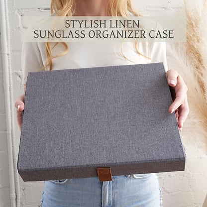 ZICOTO Beautiful Sunglass Storage Organizer For 8 Pairs - Stylish Case/Holder Displays Your Glasses And Protects From Dust