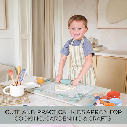 Kids Apron for Girls & Boys - Toddler Apron with Pocket for Cooking, Baking