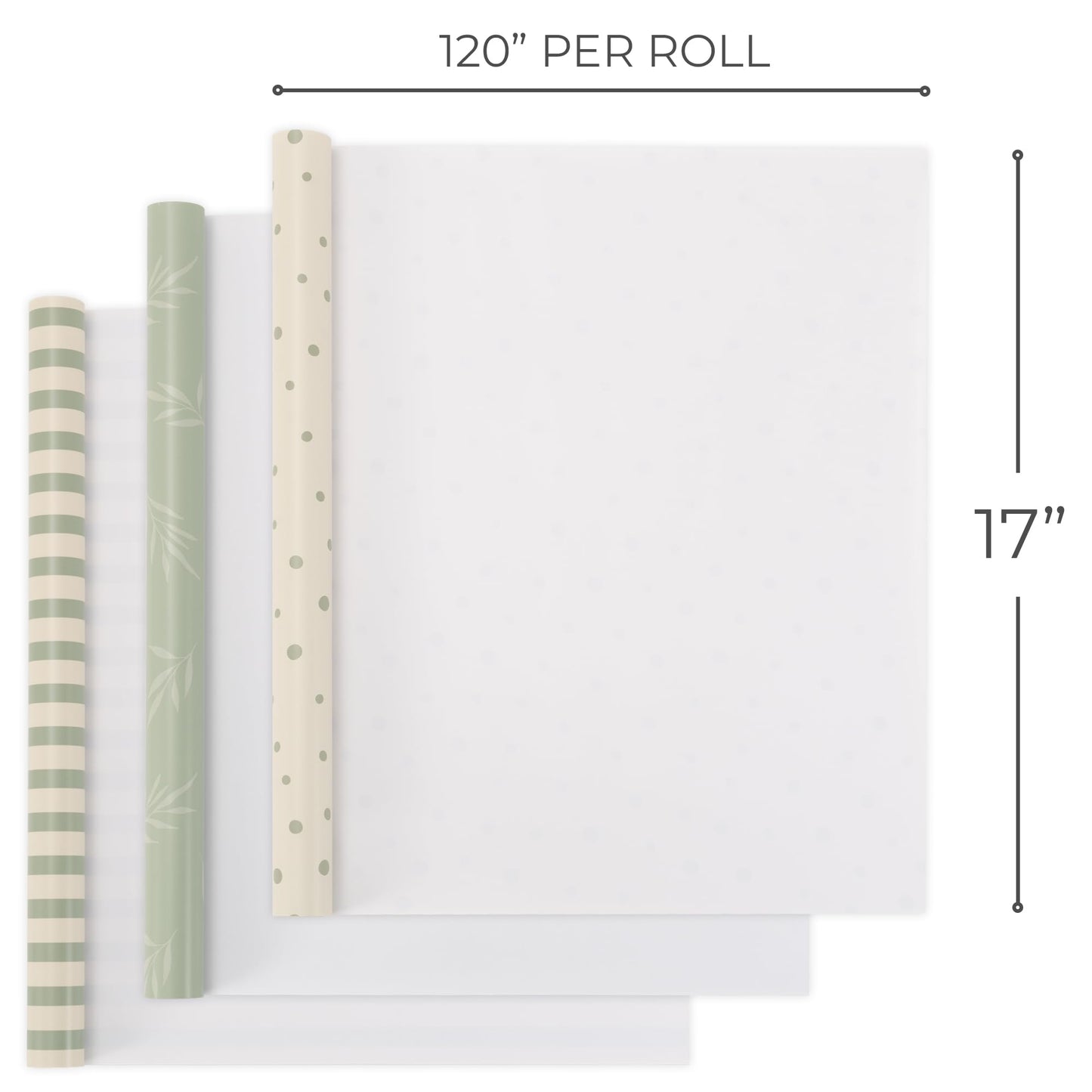 ZICOTO Beautiful Gift Wrapping Paper Rolls for All Occasions - Set of 3 Quality Rolls For Wedding, Birthday, Baby Shower & Christmas - Add a Touch of Magic to Every Gift You Wrap - 17 x 120 in