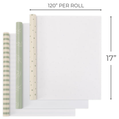ZICOTO Beautiful Gift Wrapping Paper Rolls for All Occasions - Set of 3 Quality Rolls For Wedding, Birthday, Baby Shower & Christmas - Add a Touch of Magic to Every Gift You Wrap - 17 x 120 in