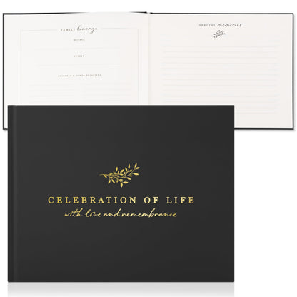 ZICOTO Modern Hard Cover Funeral Guest Book for The Celebration of Life - The Perfect in Loving Memory Book with Ample Space to Sign in for Guests - Premium Craftsmanship for Honoring Loved Ones