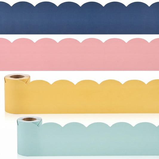 Beautiful Scalloped Bulletin Board Borders for Classroom Decor - 60 Colorful Strips for Up to 3 Boards 4x6 ft, Durable Decoration and Teacher Must Haves for a Warm Welcoming Classroom