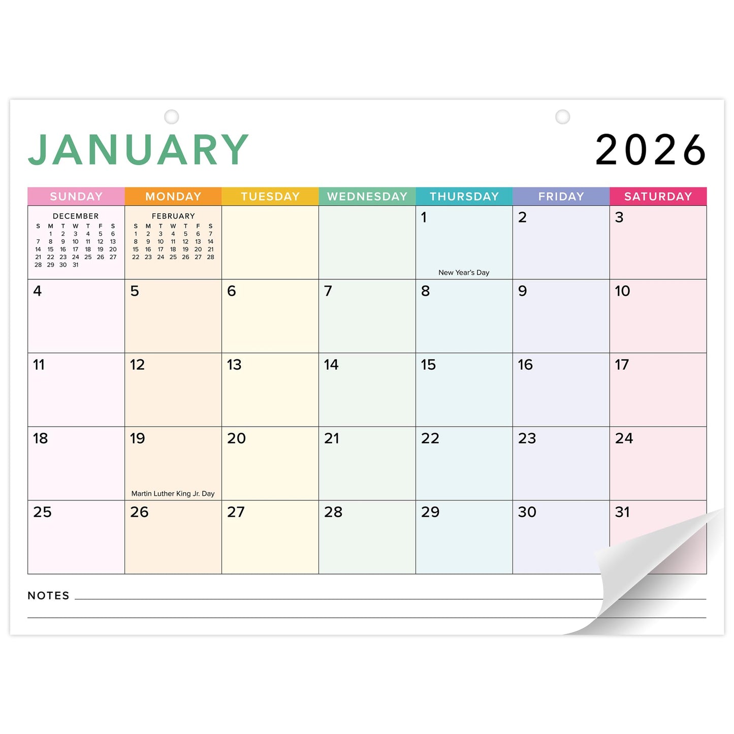 Colorful 2026 Desk Calendar - Runs From January 2026 Until July 2027 - Large Easy to Track Office Desktop/Wall Calendar 16"x12" for Effortless Organizing