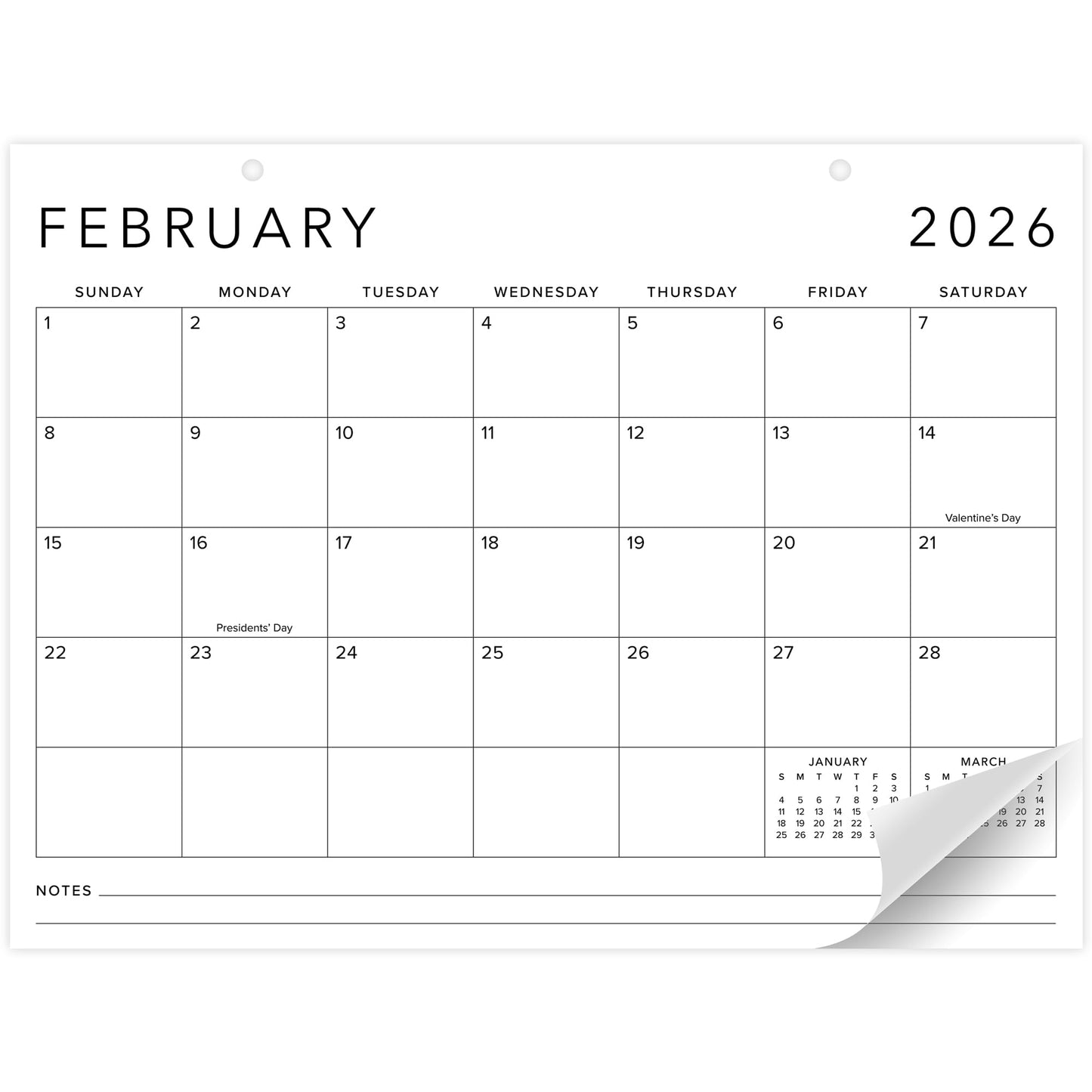 Aesthetic 2026 Desk Calendar - Runs From January 2026 Until July 2027 - Large Minimalistic Office Desktop/Wall Calendar 16"x12" for Easy Organizing