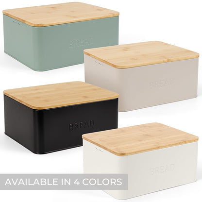 ZICOTO Beautiful Bread Box For Kitchen Countertop - Perfect Storage Boxes for Homemade Bread - Food Safe Metal Holder Container