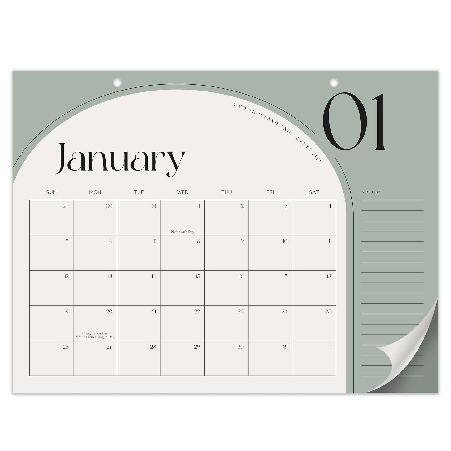 Aesthetic Sage Green Desk Calendar 2024-2025 - Runs From February 2024 Until July 2025 - The Perfect Desktop/Wall Calendar 16"x12" for Easy Organizing