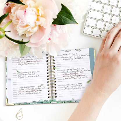 Beautiful Greenery Password Book with Alphabetical Tabs - Great Internet Password Keeper For Seniors - Perfect Notebook w/Address Section to Get All Passwords & Recently Placed Orders Organized