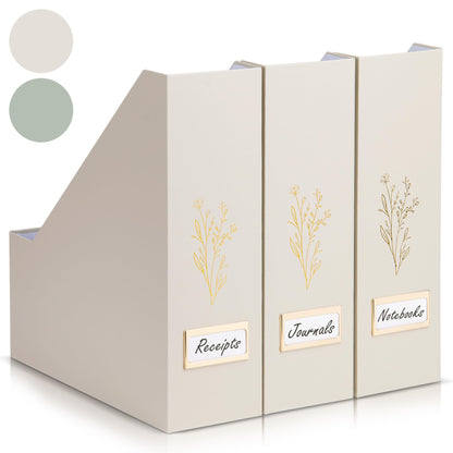 ZICOTO Beautiful Magazine Holder Set Of 3 - Sturdy File Holder to Organize Your Desk Or Shelves - The Perfect Office Storage to Effortlessly Organize Your Paperwork/Files, Magazines, Books Or Binders
