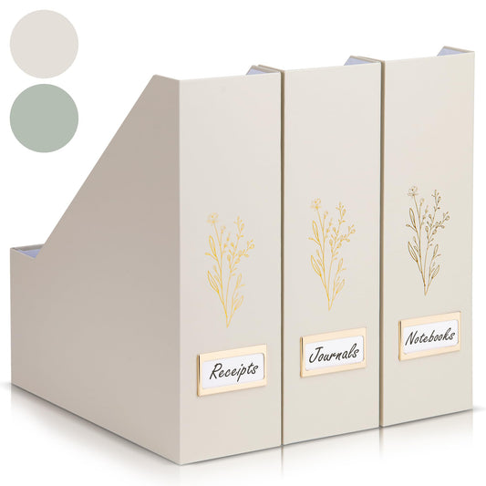 ZICOTO Beautiful Magazine Holder Set Of 3 - Sturdy File Holder to Organize Your Desk Or Shelves - The Perfect Office Storage to Effortlessly Organize Your Paperwork/Files, Magazines, Books Or Binders