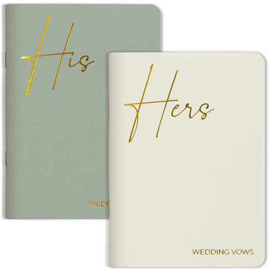 Elegant Vow Books With Gold Foil Lettering For Your Wedding - Perfectly Sized His and Hers Vow Books With Plenty Of Pages To Write Whatever is on Your Heart - A Beautiful Addition For The Wedding Day