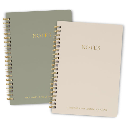 Aesthetic Spiral Notebook Set of 2 For Women and Men - Cute College Ruled 8x6 Bible Study Journal/Notebook with Pockets And Lined Pages - Perfect A5 Supplies to Stay Organized at Work or School