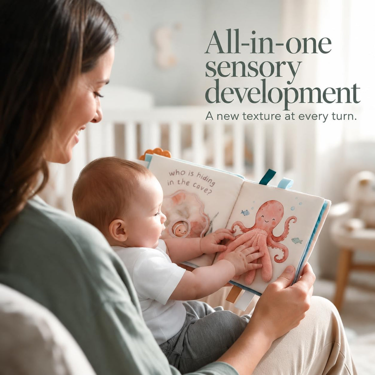 Soft Baby Book with Touch and Feel Pages - Cute Sensory Book for Babies