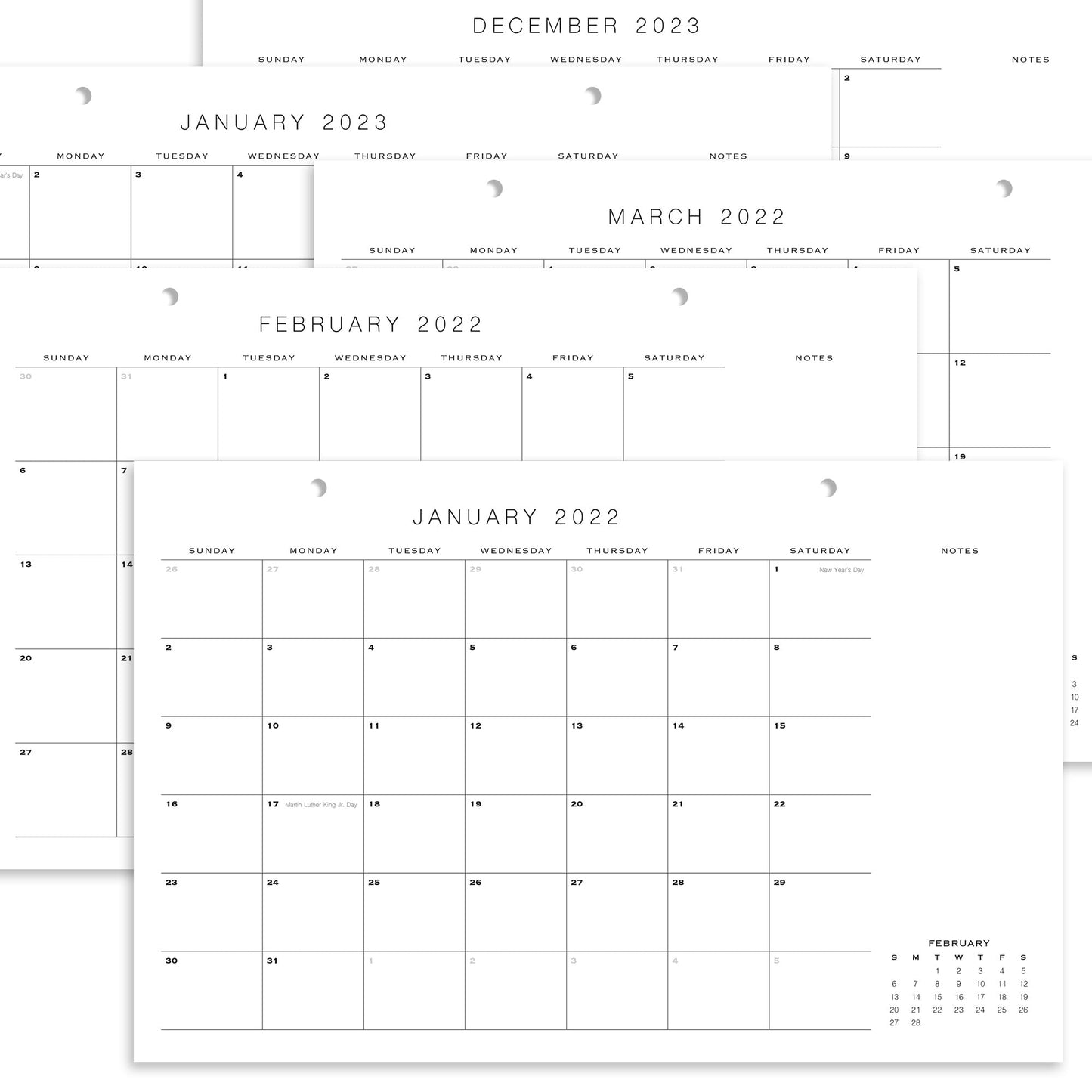 Beautiful Desk Calendar - Runs from January 2022 until July 2023-17"x11" Minimalistic Office Desktop/Wall Calendar for Easy Planning
