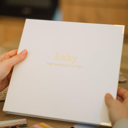 Keepsake Baby Memory Book for Boys and Girls - Timeless First 5 Year Baby Book - Linen Journal Scrapbook & Photo Album - Record Every Milestone Birth to Age 5