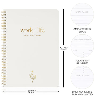 Beautiful Daily Planner and To Do List Notebook For Work And Life - The Perfect Undated Planner to Easily Organize Tasks and Appointments - Stylish Office and School Supplies for Women