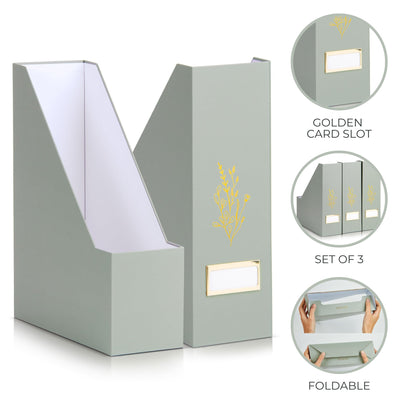 ZICOTO Beautiful Magazine Holder Set Of 3 - Sturdy File Holder to Organize Your Desk Or Shelves - The Perfect Office Storage to Effortlessly Organize Your Paperwork/Files, Magazines, Books Or Binders