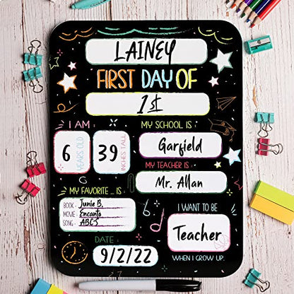 Beautiful First and Last Day of School Board Signs Set of 12 - Reversible 12" x 9" Back to School Cards for Lasting Memories - Perfect Photo Prop Chalkboard Prints for Kindergarten