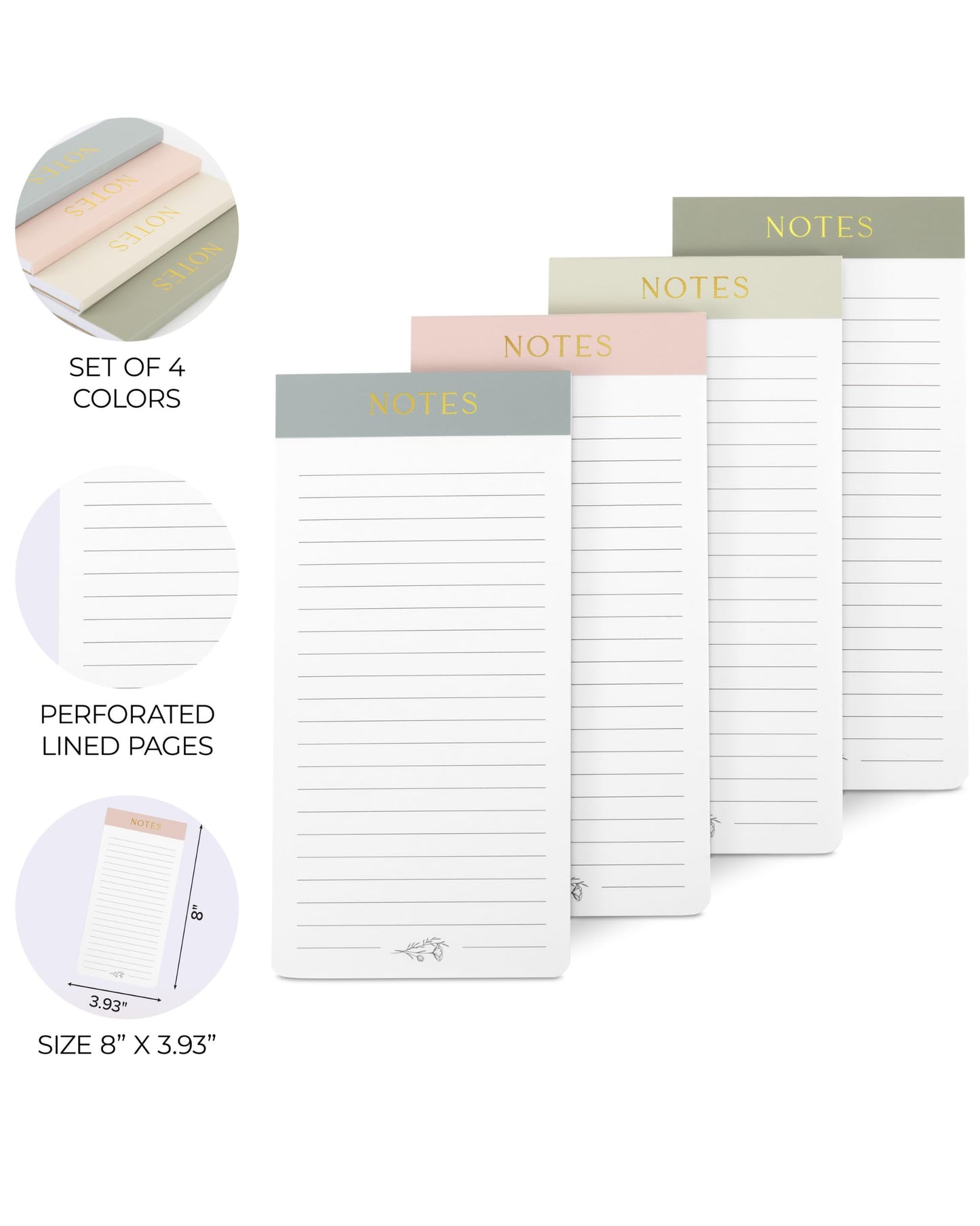 Beautiful Magnetic Notepads for Fridge - Set Of 4 Modern Note Pads With Lined Pages to Easily Write Notes & Make Grocery/Shopping Lists - The Perfect To Do Pad w/ Strong Magnets for Your Refrigerator